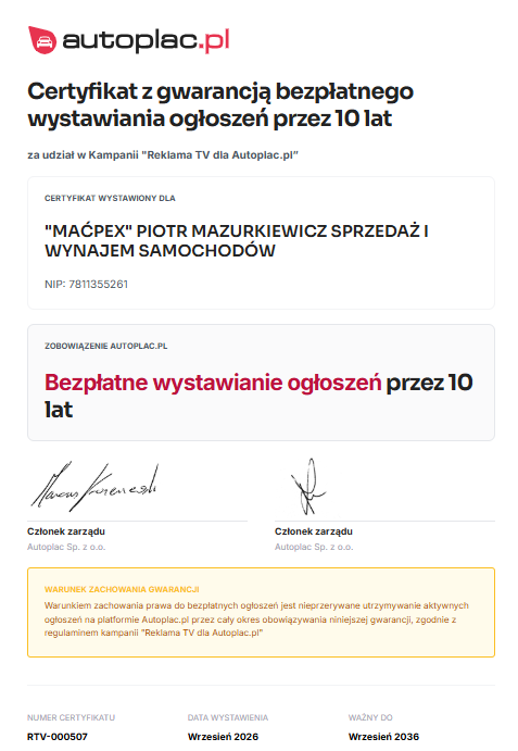 Certyfikat MAĆPEX
